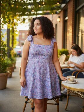Show Me Your MUMU Floral Lavender Blue Tie-Shoulder Sundress Size XXL